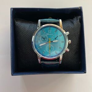 Men’s Sports Watch with Crocodile Effect Strap Blue